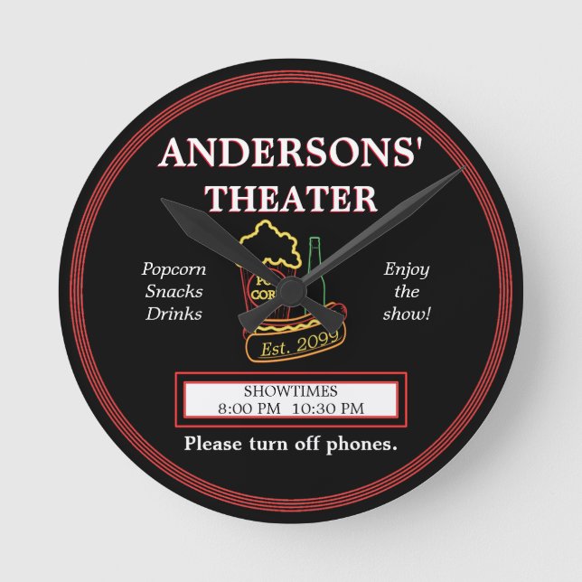 Family Theater Theatre Wall Clock (Front)