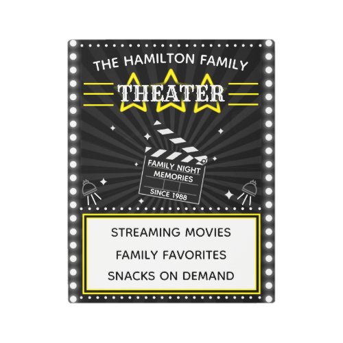 Family Theater Yellow Black Home Movie Night Metal Print