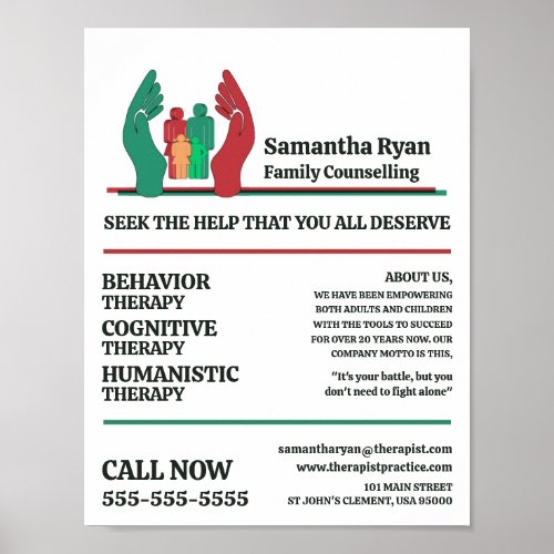 Family Therapy Care Design Psychotherapist Therapy Poster