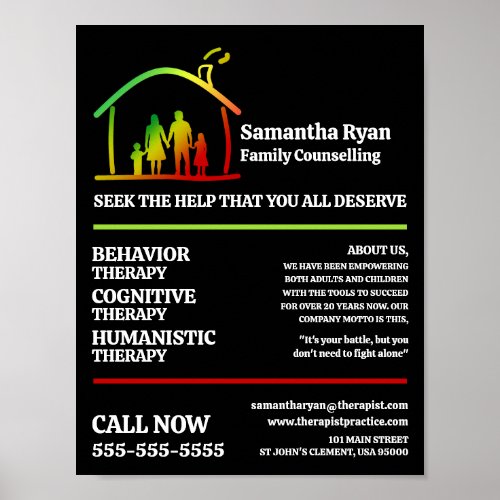 Family Therapy Logo Psychotherapist Therapy Poster