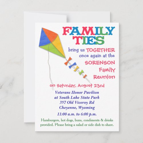 Family Ties Kite Family Reunion Invitation