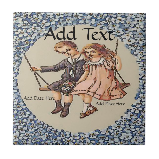 Family Tile, Dutch Look, Personalize Ceramic Tile (Front)