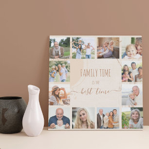 Family Time Abstract Shapes Neutral 12 Photo Faux Canvas Print