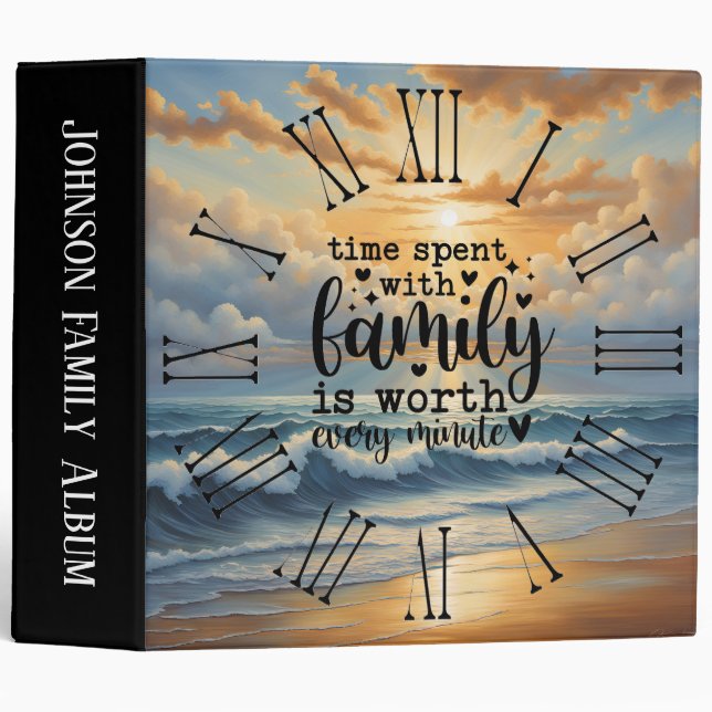 Family Time Clock 3 Ring Binder (Front/Spine)