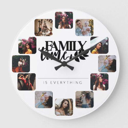 Family Time Is Everything Personalized Photo Quote Large Clock