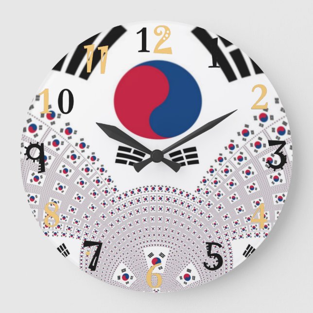 Family timeless Red and Blue Flag Large Clock (Front)