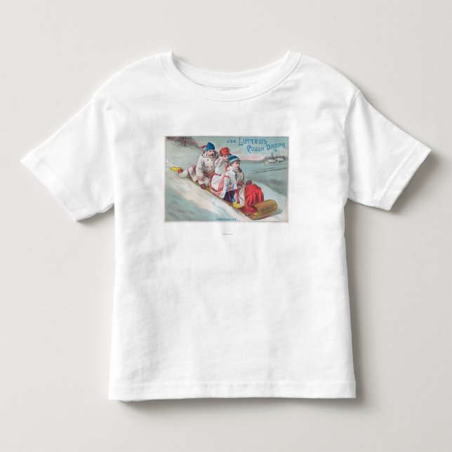 Family Tobogganing and Using Lutted Cough Toddler T-shirt (Front)