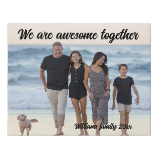 Family together script typography photo template faux canvas print