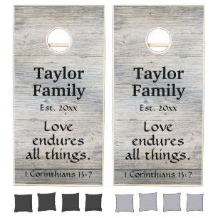 Family Togetherness Love Endures Corinthians Cornhole Set