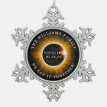 Family Totality Solar Eclipse Add Name Snowflake Pewter Christmas Ornament at Zazzle