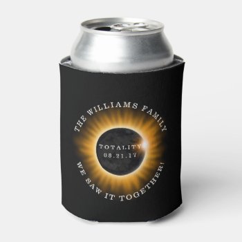 Family Totality Solar Eclipse Personalized Can Cooler by ilovedigis at Zazzle