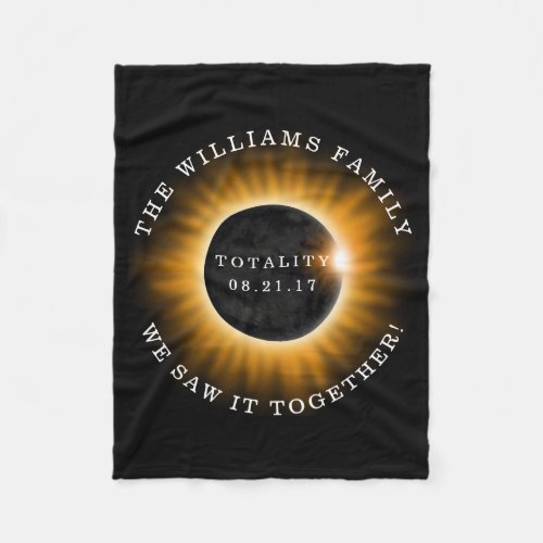 Family Totality Solar Eclipse Personalized Fleece Blanket