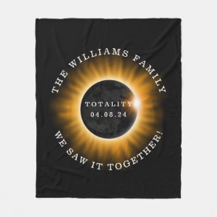 Family Totality Solar Eclipse Personalized Fleece Blanket