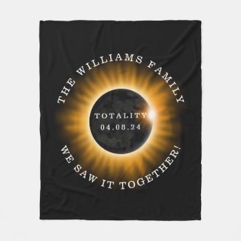 Family Totality Solar Eclipse Personalized Fleece Blanket by ilovedigis at Zazzle