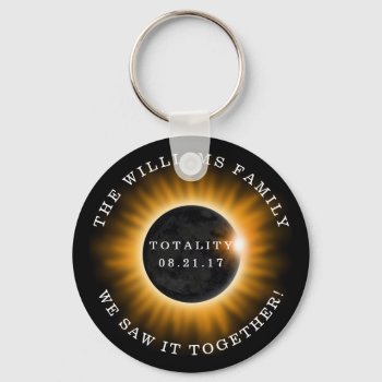 Family Totality Solar Eclipse Personalized Keychain by ilovedigis at Zazzle