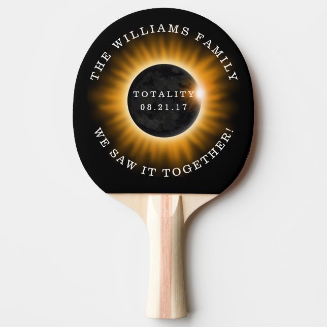 Family Totality Solar Eclipse Personalized Ping Pong Paddle (Front)
