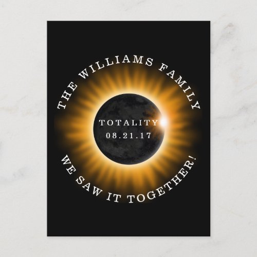 Family Totality Solar Eclipse Personalized Postcard