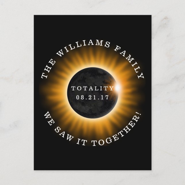 Family Totality Solar Eclipse Personalized Postcard (Front)