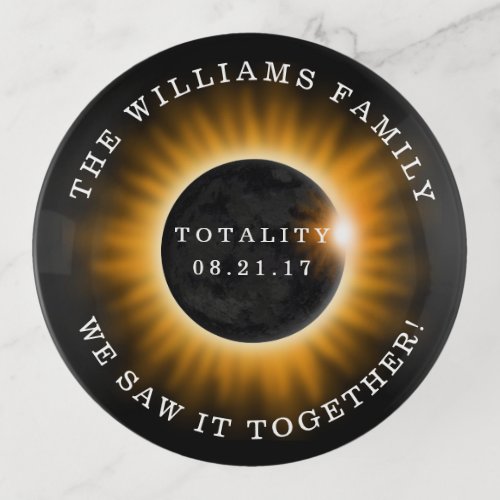 Family Totality Solar Eclipse Personalized Trinket Tray