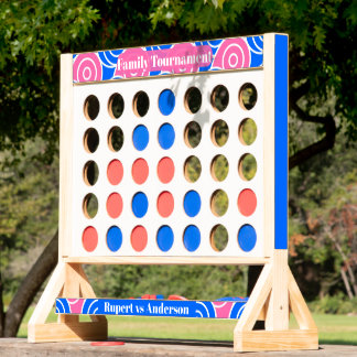 Family Tournament Surnames Blue Pink Abstract Art Fast Four