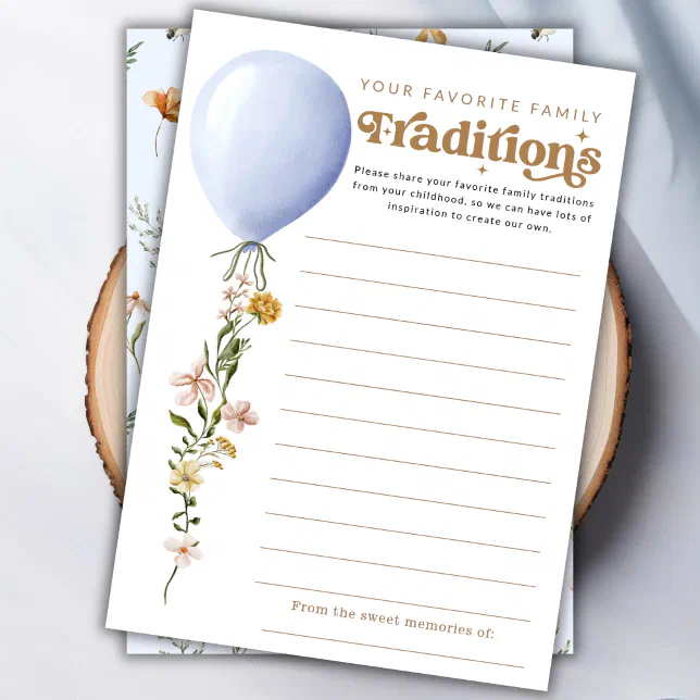 Family Tradition Balloon Baby Shower Game Card | Zazzle