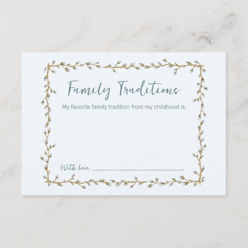 Family Traditions baby shower Enclosure Card