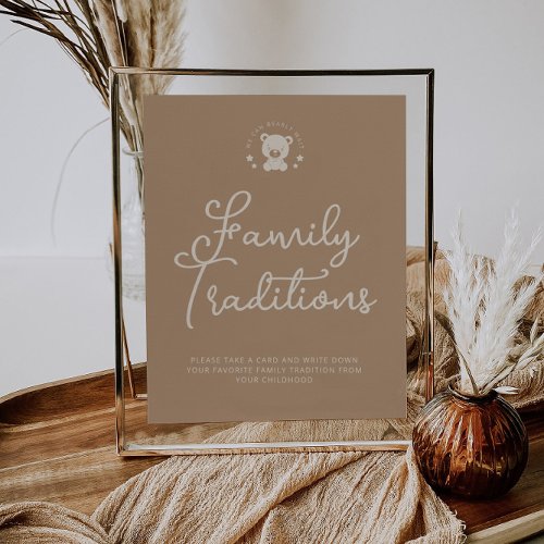 Family Traditions Beige Bear Baby Shower Sign