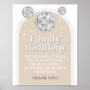 Family Traditions Game Sign Disco Ball Baby Shower