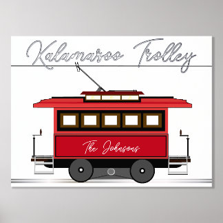Family Tram Trolley Streetcar Foil Text Poster