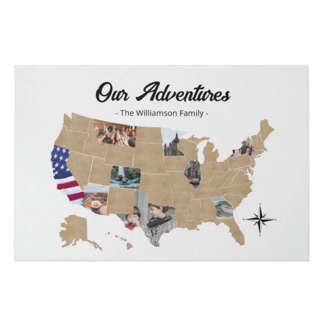 Family Travel Adventures USA Photo Collage  Faux Canvas Print (Front)