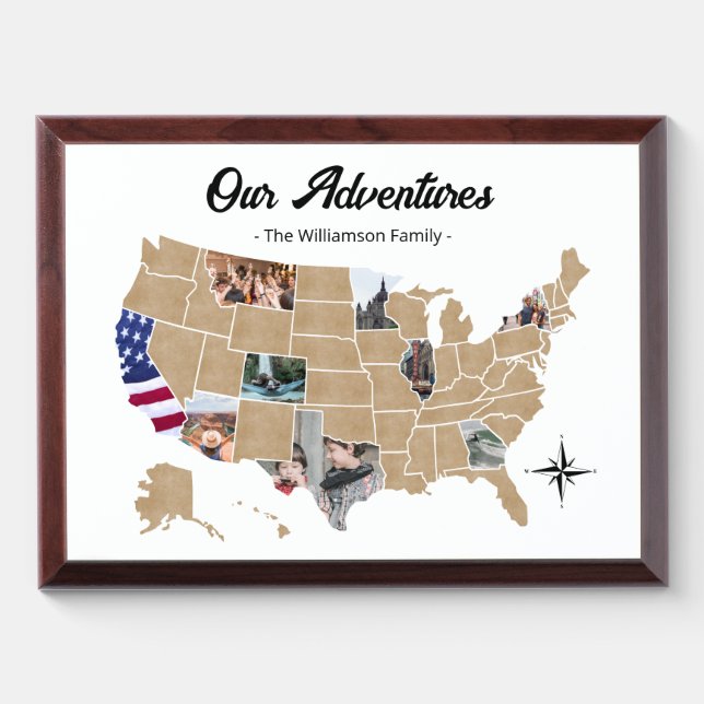 Family Travel Adventures USA Photo Collage Plaque (Horizontal)