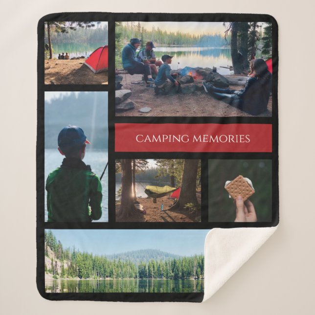 Family Travel Camping Memories Photo Keepsake Sherpa Blanket (Front)