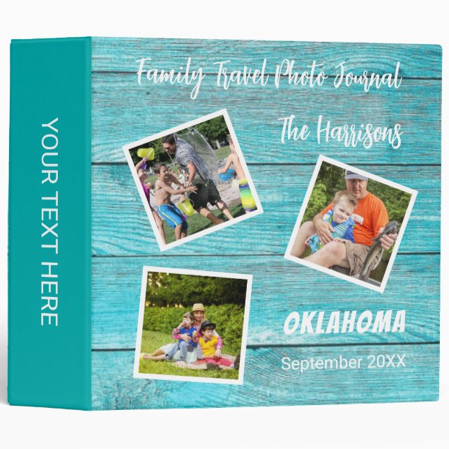 Family travel photo journal album 3 ring binder (Front/Spine)