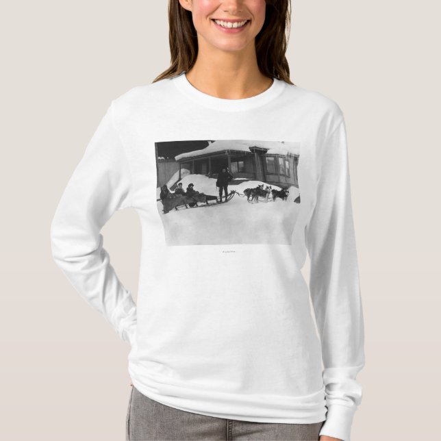 Family traveling by Dog Sled in Alaska T-Shirt (Front)