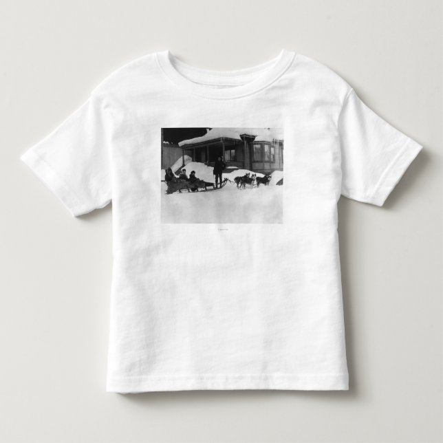 Family traveling by Dog Sled in Alaska Toddler T-shirt (Front)