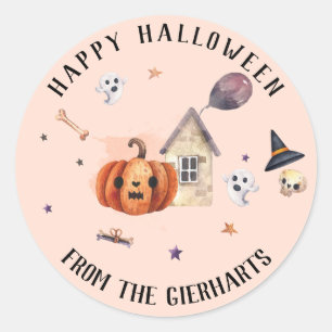 Family Treats Custom Happy Halloween Party Classic Round Sticker