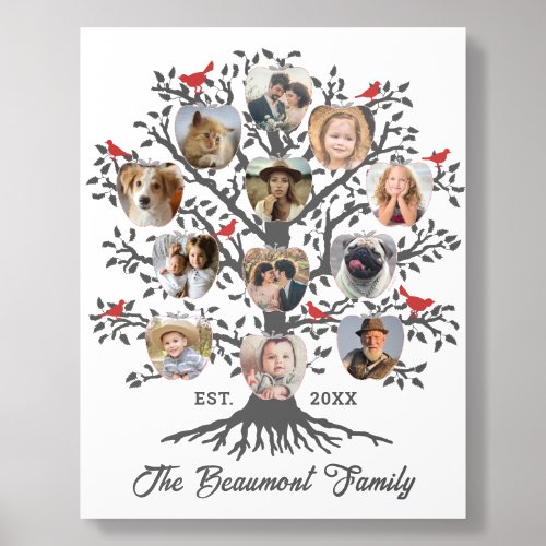 Family Tree 12 Custom Photo Collage Name Est Date Acrylic Photo Tile