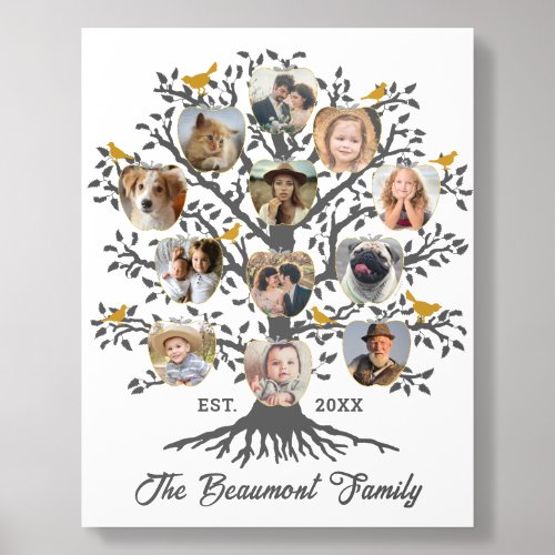 Family Tree 12 Photo Collage Name Est Date Custom Acrylic Photo Tile