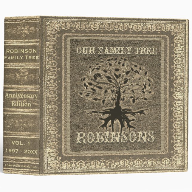Family Tree | Antique Gold Album or Scrapbook 3 Ring Binder (Front/Spine)