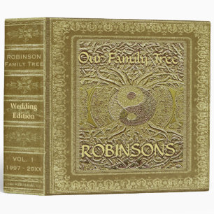 Family Tree Antique Gold Yin Yang 3 Ring Binder