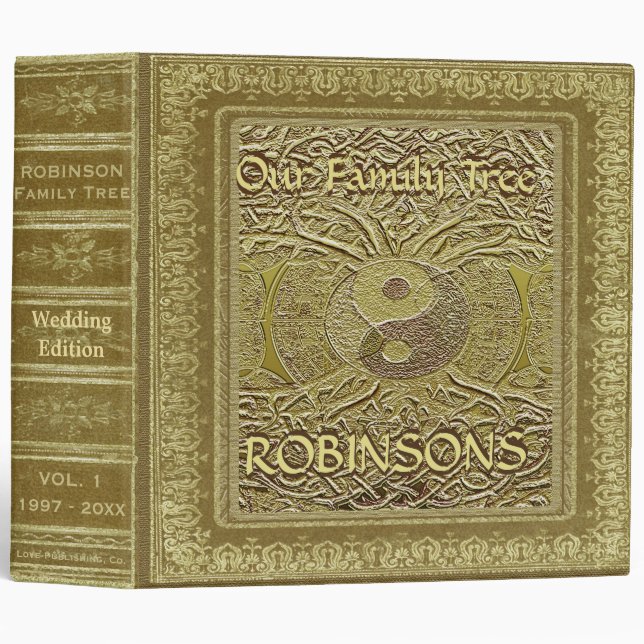 Family Tree | Antique Gold Yin Yang 3 Ring Binder (Front/Spine)