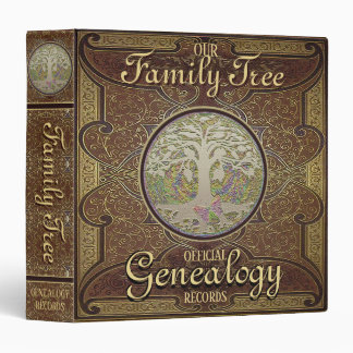 Family Tree | Antique Vintage Leather Book Look Bi 3 Ring Binder