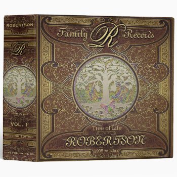 Family Tree | Antique Vintage Leather Book Look Binder by thetreeoflife at Zazzle