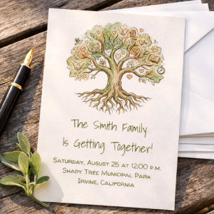 Family Tree Barbecue Picnic Family Reunion Invitation