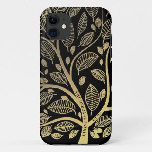  Family Tree Black Gold Name Year Est iPhone 11 Case