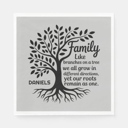 Family Tree Black & Gray Personalized Family Name
