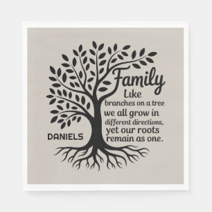 Family Tree Black & Tan Personalized Family Name Napkins