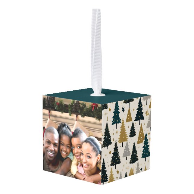 Family Tree Cube Ornament (Back Angled)