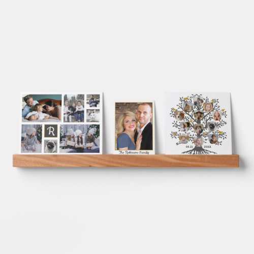 Family Tree Custom Photo Collages 20 Pic Gray Gold Picture Ledge