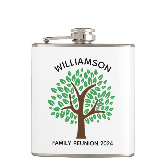 Family Tree Custom Reunion Keepsake Gift Flask (Front)